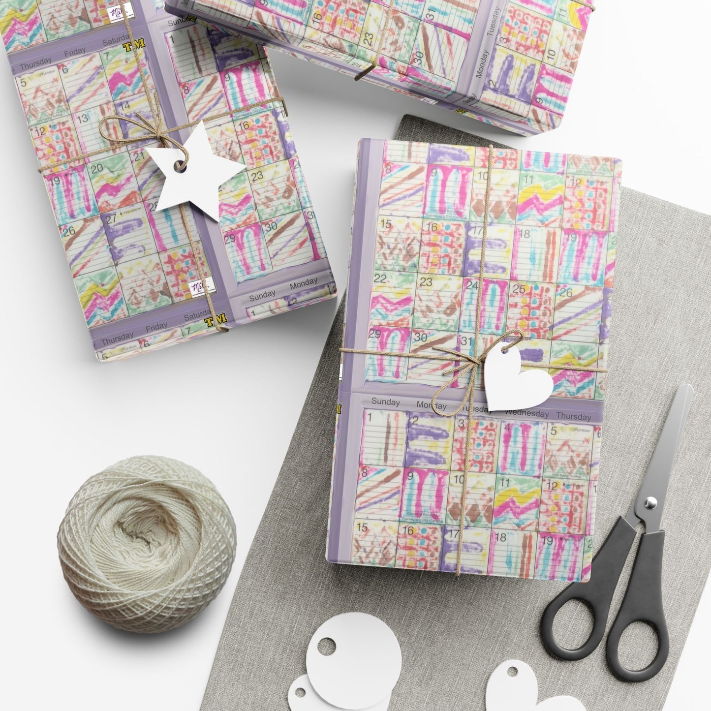 Gift Wrap Papers - "Psychedelic Calendar(tm)" - Seeped - Matte and Satin - Three Sizes