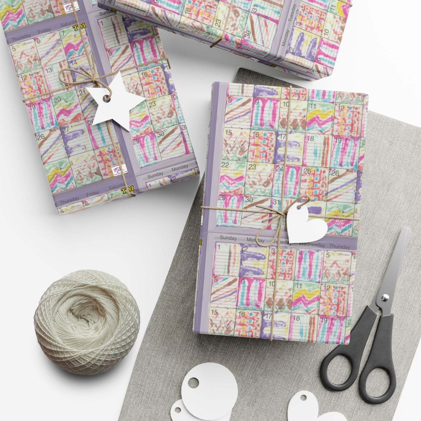 Gift Wrap Papers - "Psychedelic Calendar(tm)" - Seeped - Matte and Satin - Three Sizes