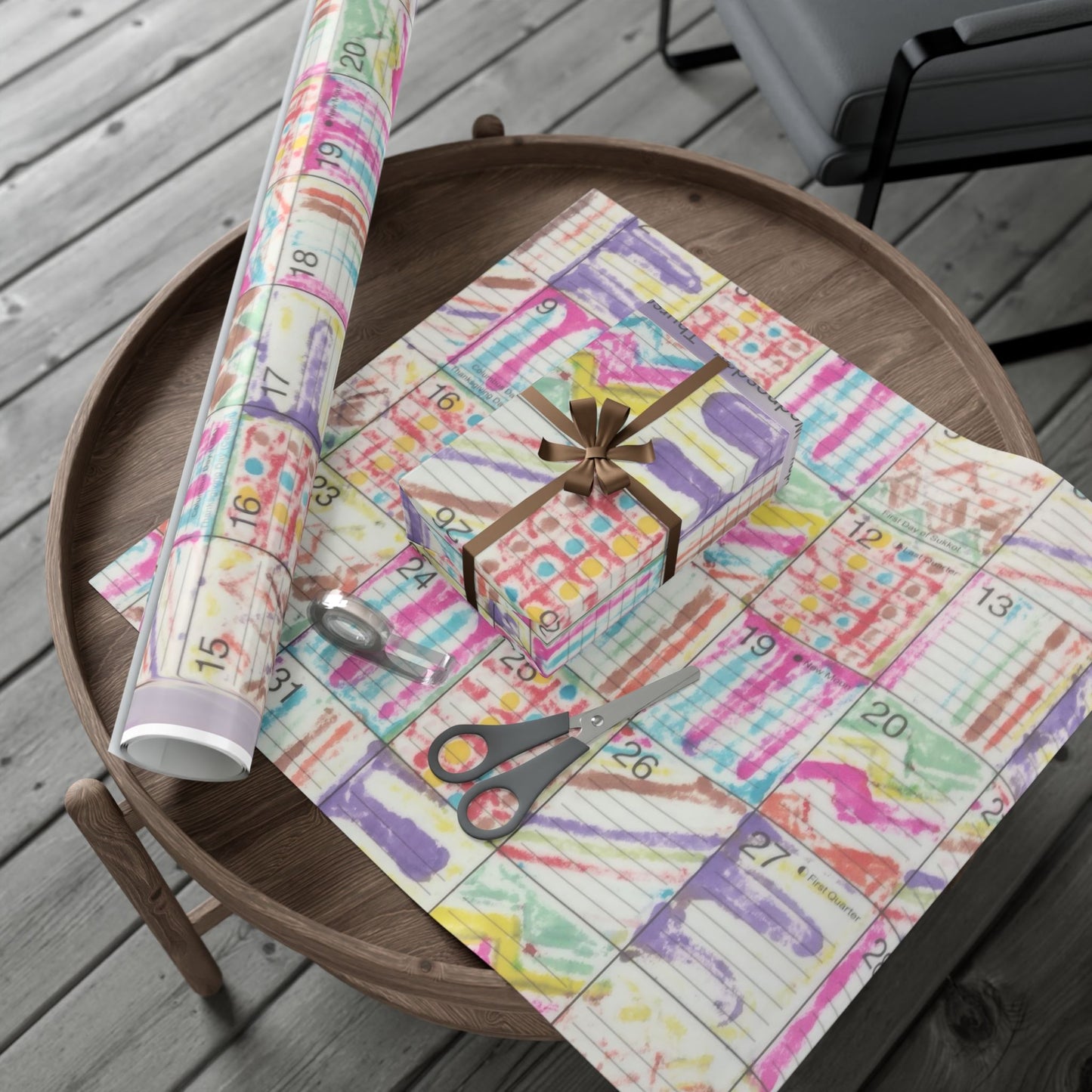 Gift Wrap Papers - "Psychedelic Calendar(tm)" - Seeped - Matte and Satin - Three Sizes