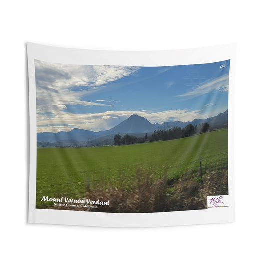Indoor Wall Tapestries: "Mount Vernon Verdant(tm)" - MiE Designs Shop miedesignsshop.com Looming large, Mount Vernon, part of the Sutter Buttes. 104x88 inch
