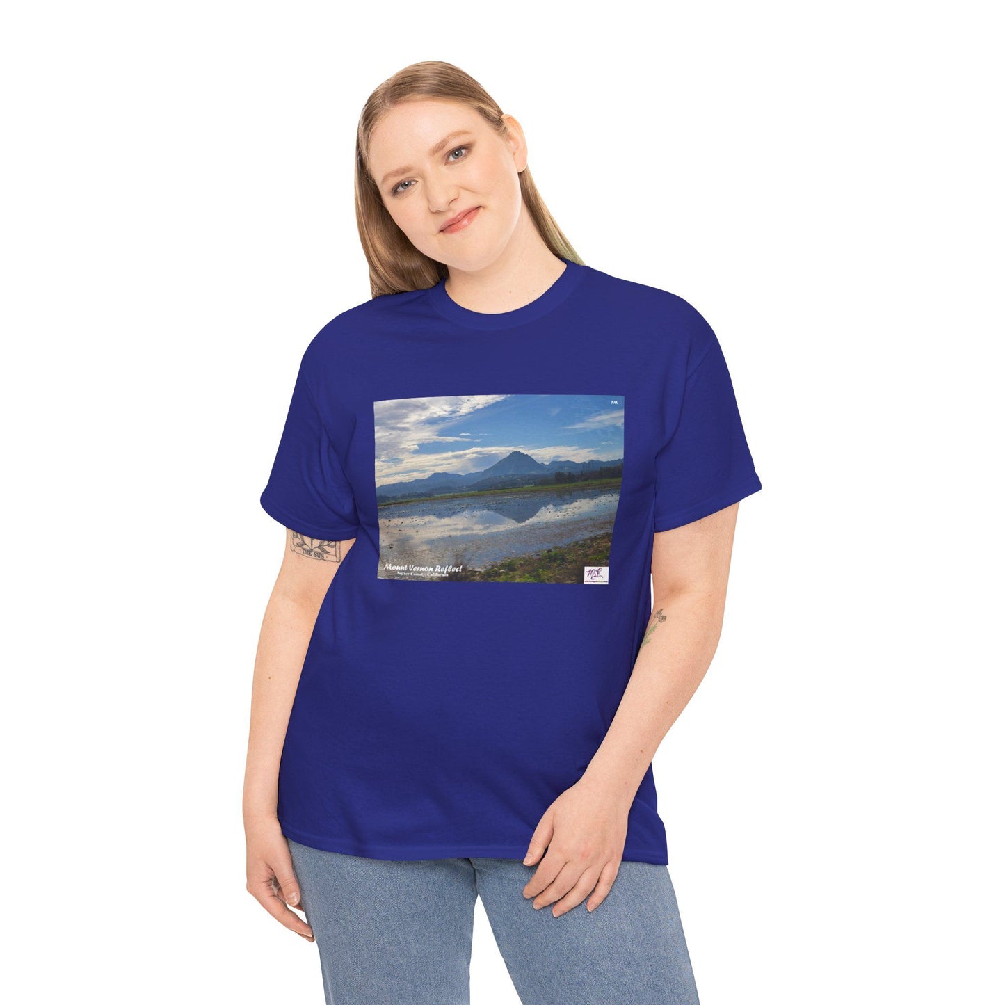 Heavy Cotton Tee:  "Mount Vernon Reflect(tm)" - Blank Sleeves