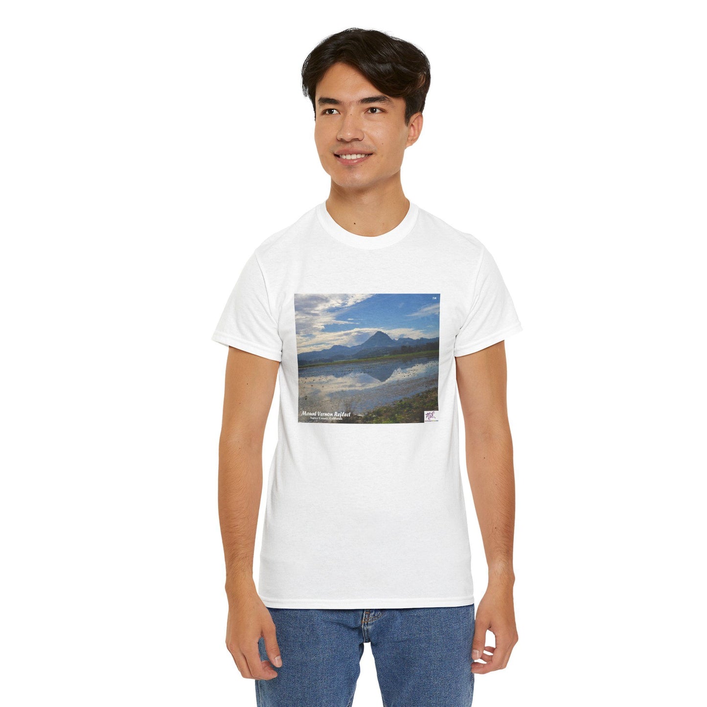 Heavy Cotton Tee:  "Mount Vernon Reflect(tm)" - Blank Sleeves
