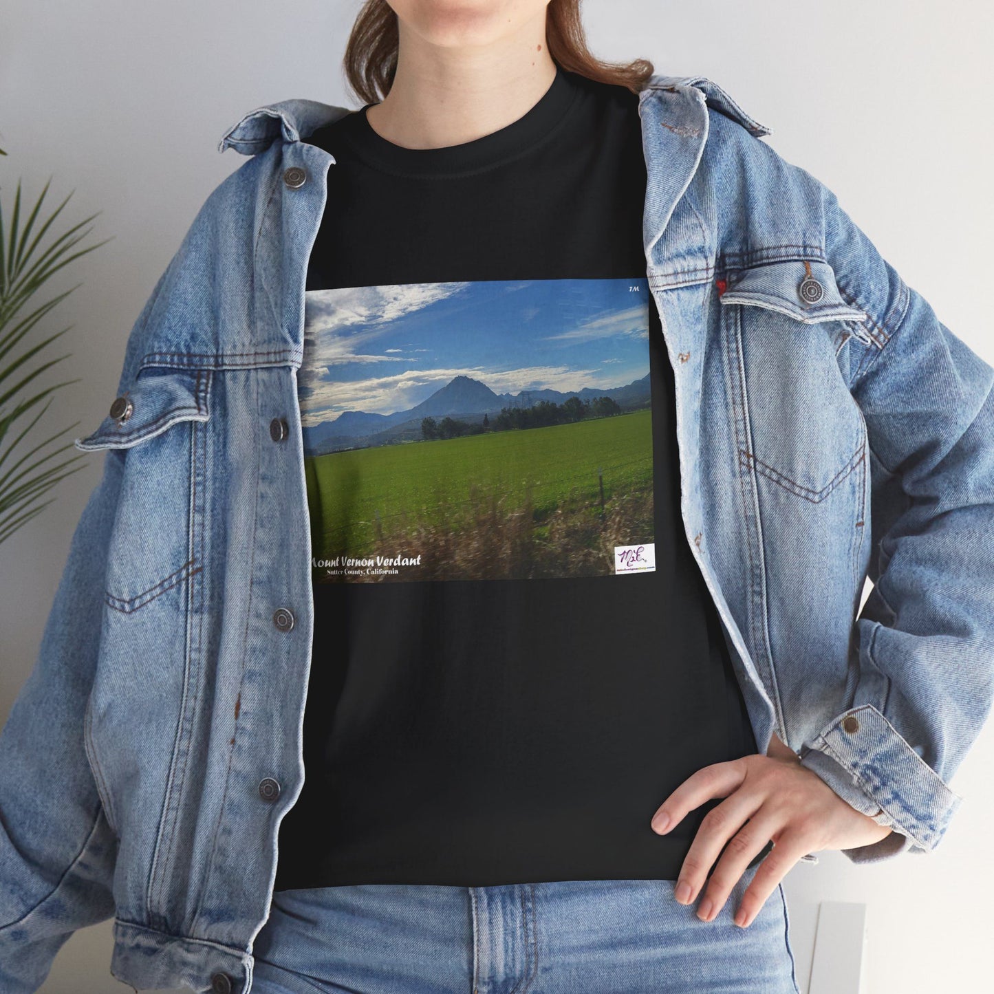 Unisex Heavy Cotton Tee:  "Mount Vernon Verdant(tm)" - Blank Sleeves