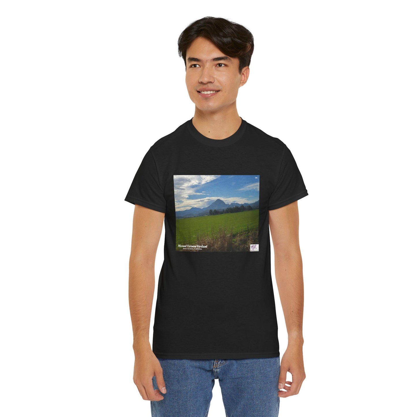 Unisex Heavy Cotton Tee:  "Mount Vernon Verdant(tm)" - Blank Sleeves