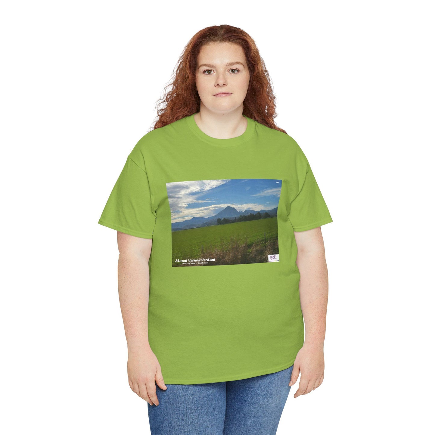 Unisex Heavy Cotton Tee:  "Mount Vernon Verdant(tm)" - Blank Sleeves