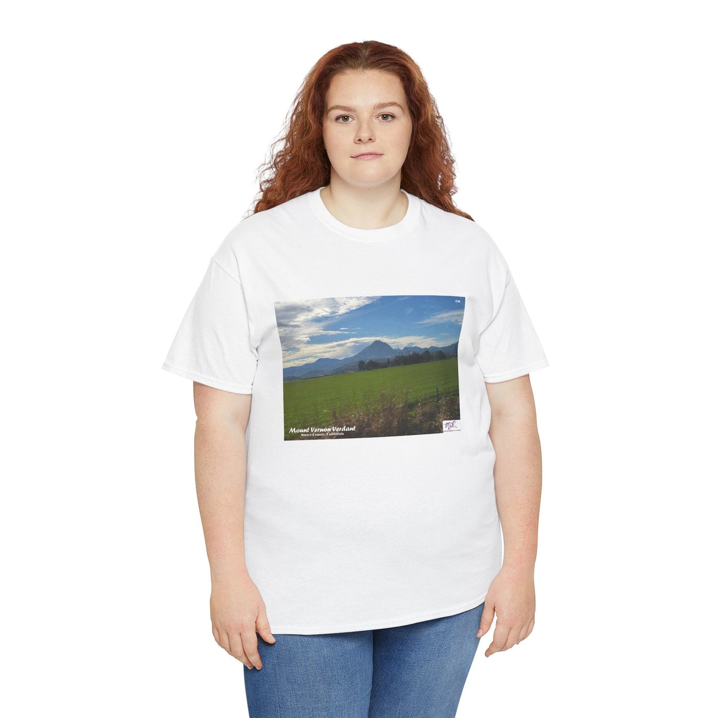 Unisex Heavy Cotton Tee:  "Mount Vernon Verdant(tm)" - Blank Sleeves