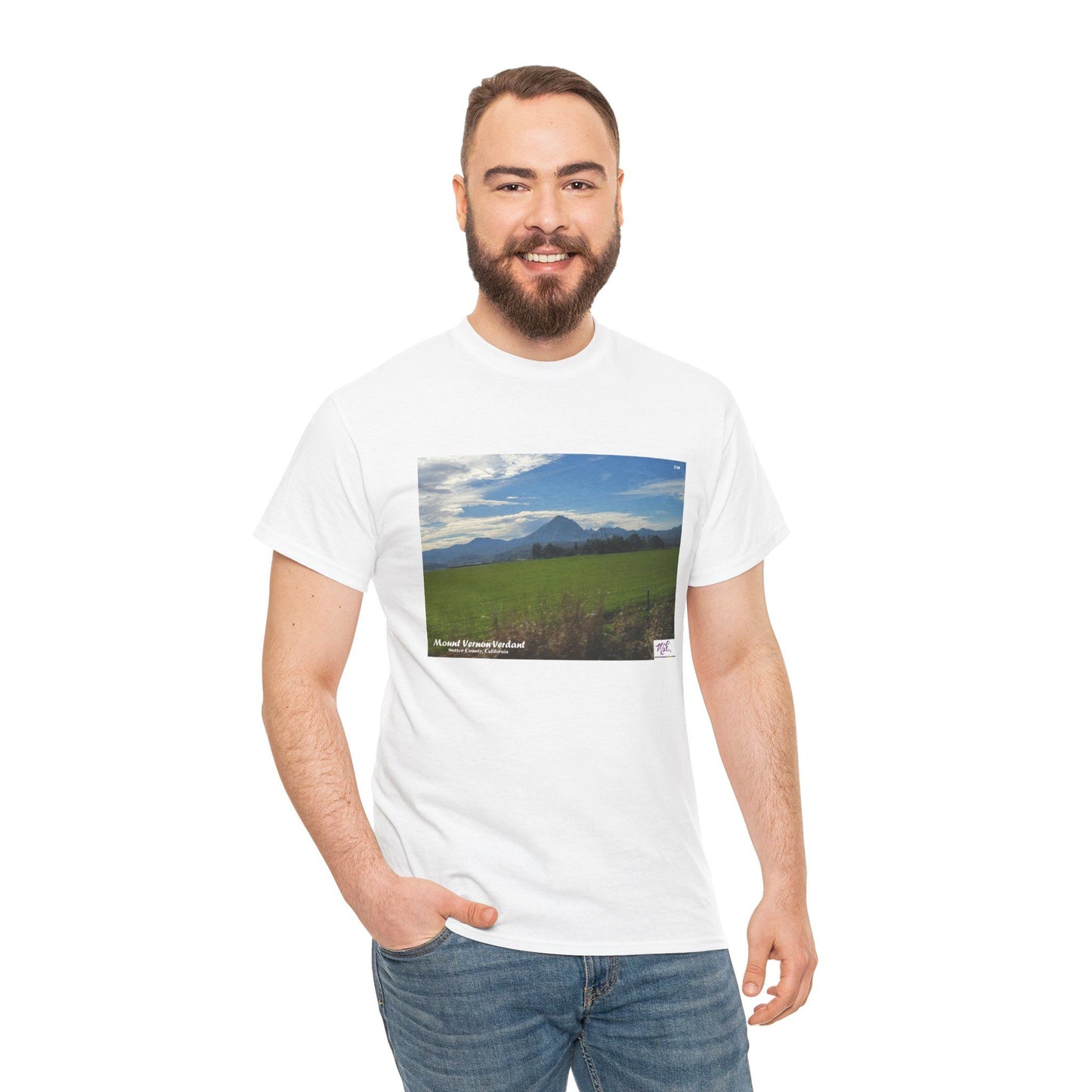 Unisex Heavy Cotton Tee:  "Mount Vernon Verdant(tm)" - Blank Sleeves