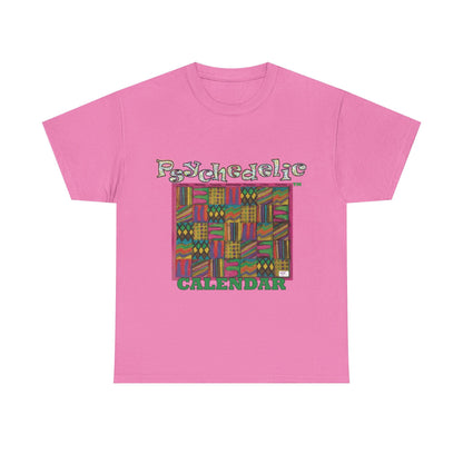Unisex Heavy Cotton Tee - Psychedelic Calendar tm -Garden tm - MiE Designs Shop miedesignsshop.com Warmest patterned mosaic calendar. Flaat azalea pink T-shirt, sizes 2XL-5XL