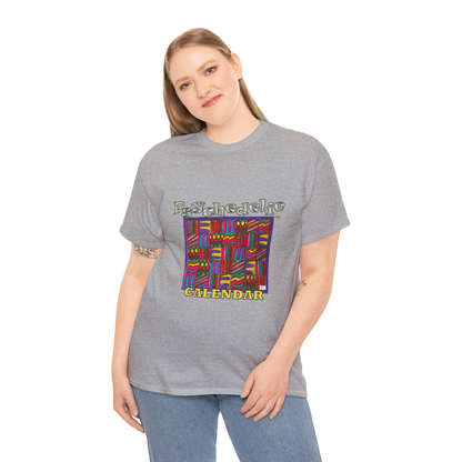 Unisex Heavy Cotton Tee:  "Psychedelic Calendar(tm)" - Vibrant