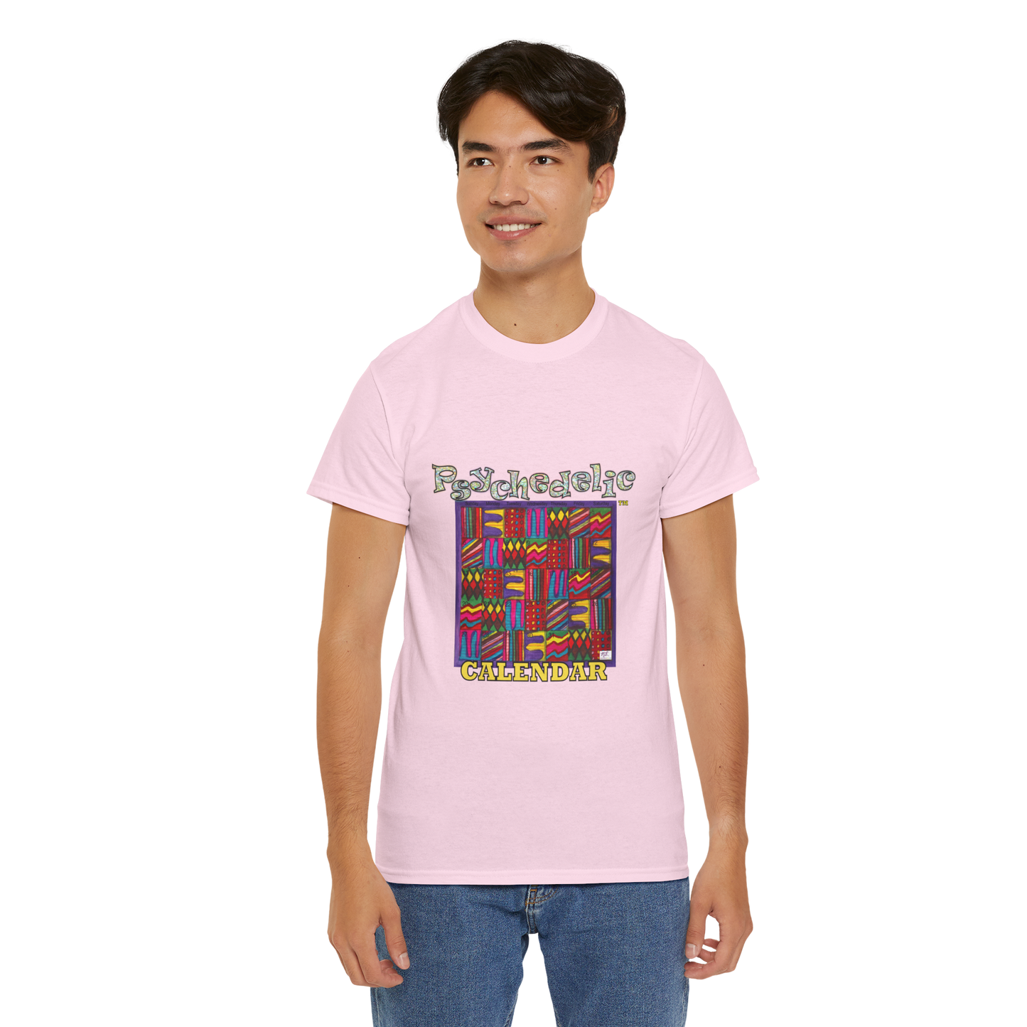 Unisex Heavy Cotton Tee:  "Psychedelic Calendar(tm)" - Vibrant