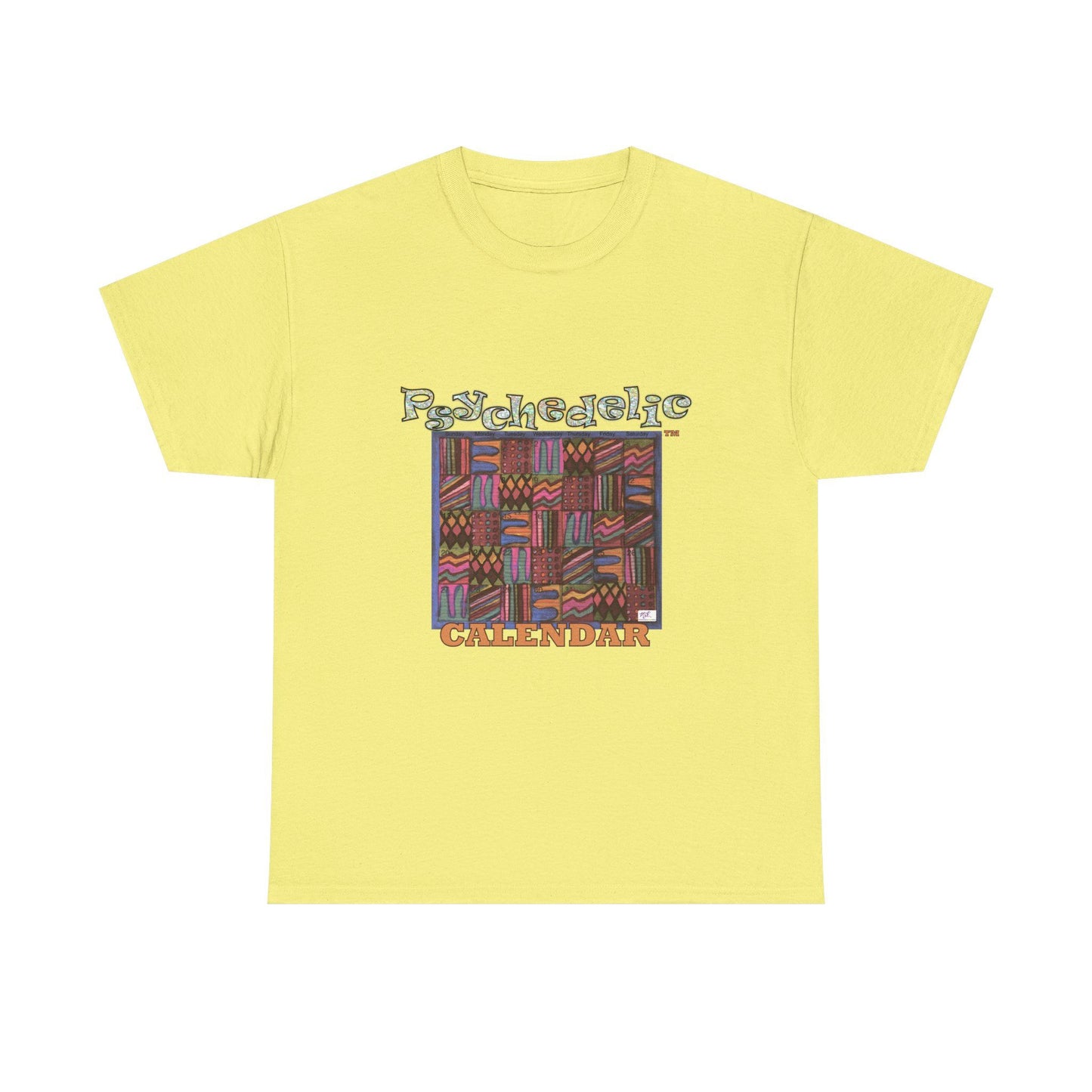 Unisex Heavy Cotton Tee:  "Psychedelic Calendar(tm)" - Muted