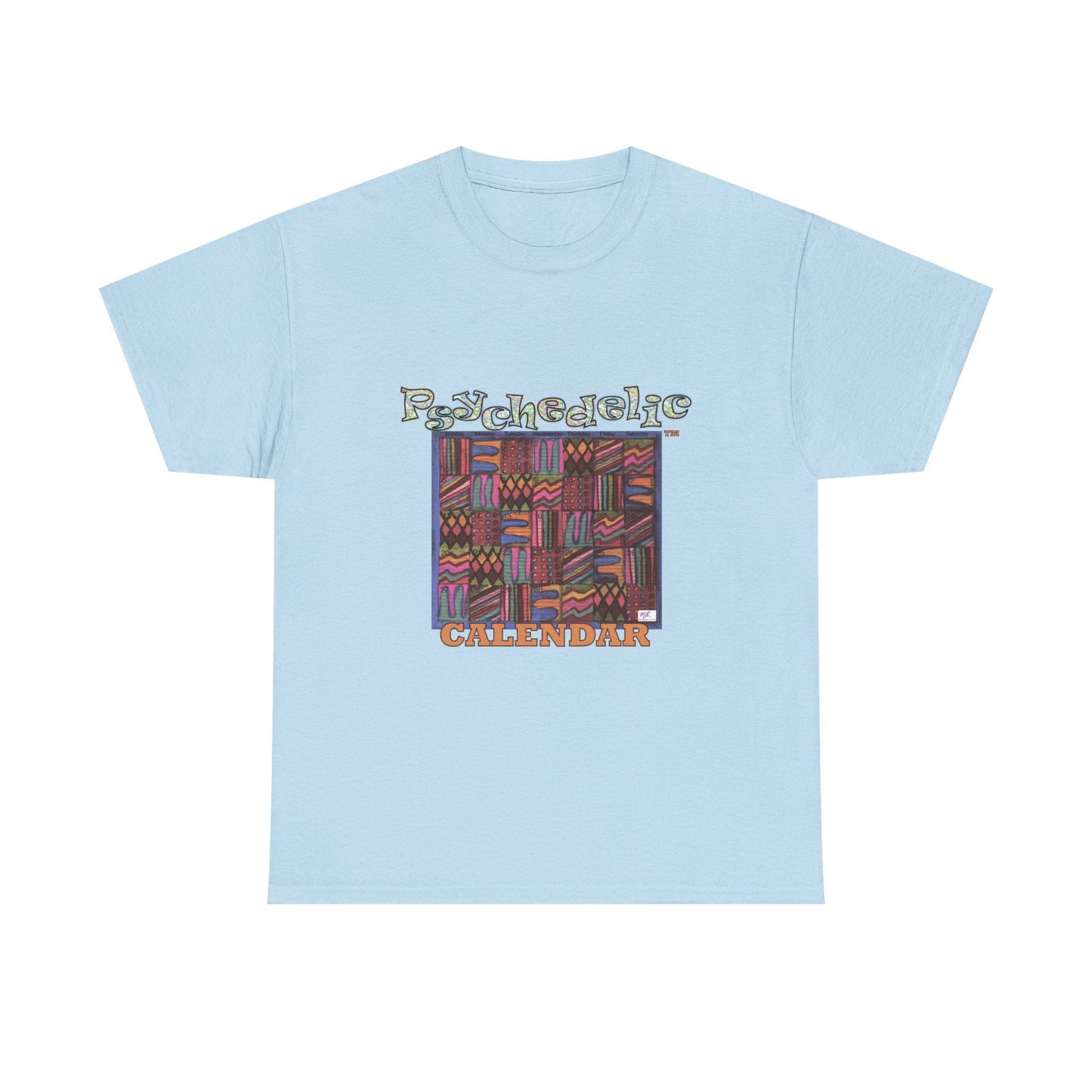 Unisex Heavy Cotton Tee:  "Psychedelic Calendar(tm)" - Muted