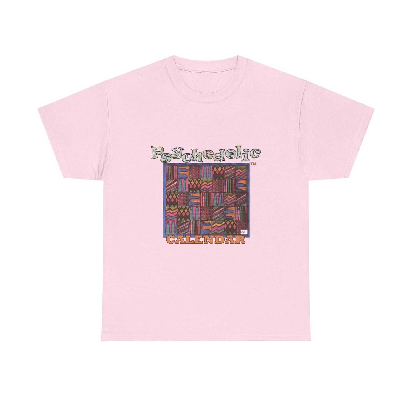 Unisex Heavy Cotton Tee:  "Psychedelic Calendar(tm)" - Muted