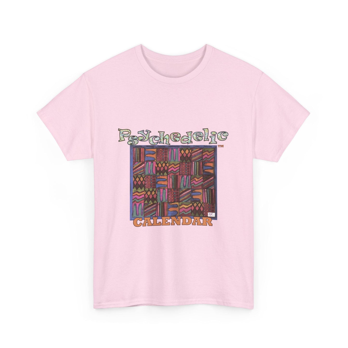 Unisex Heavy Cotton Tee:  "Psychedelic Calendar(tm)" - Muted