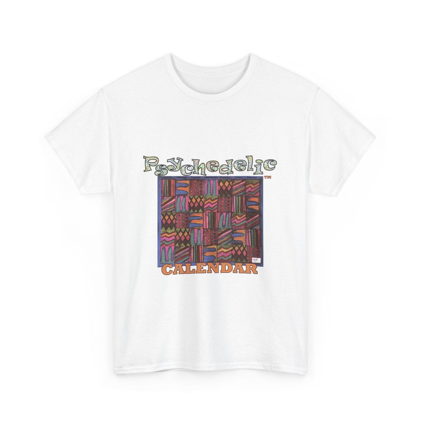 Unisex Heavy Cotton Tee:  "Psychedelic Calendar(tm)" - Muted
