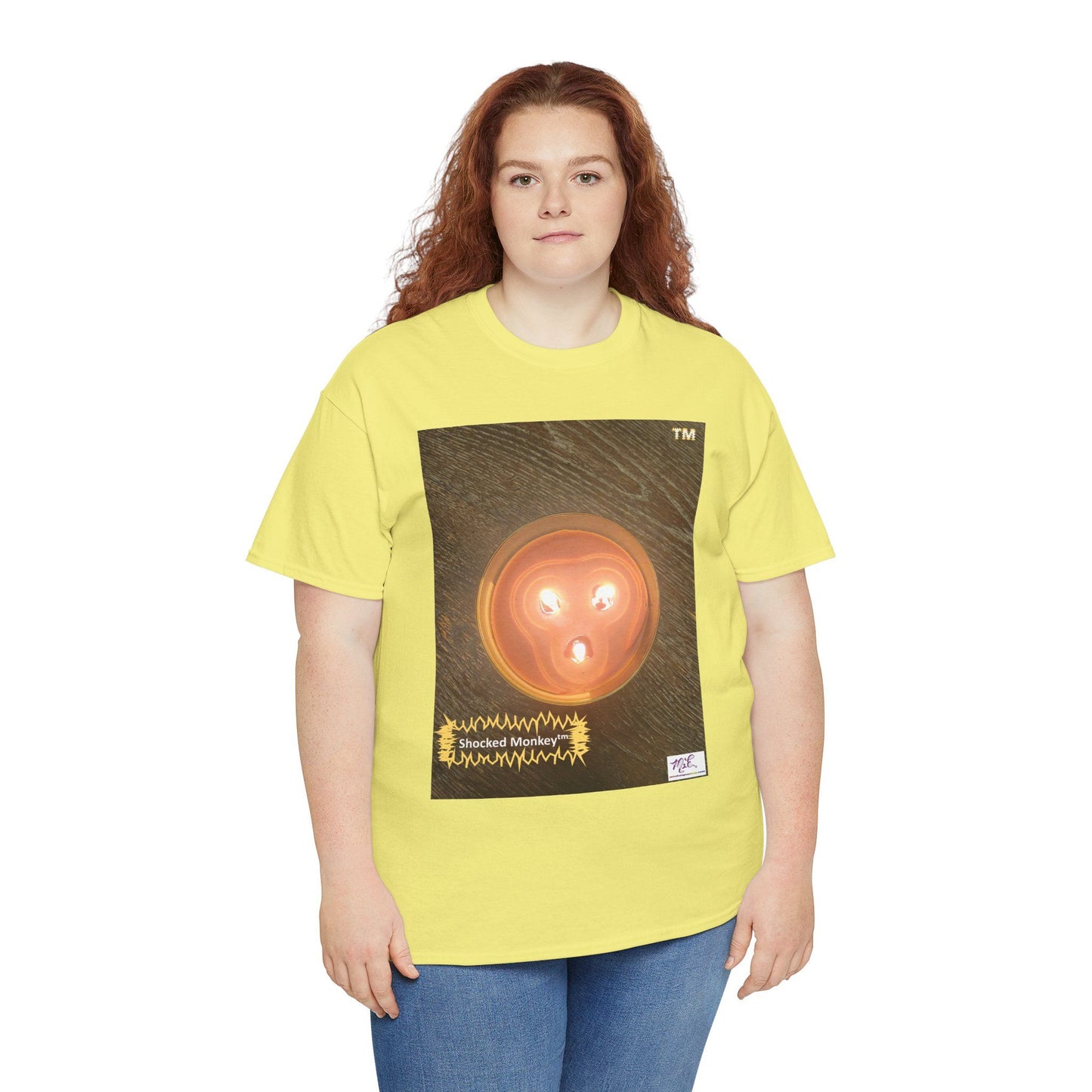 Unisex Heavy Cotton Tee: Shocked Monkey(tm) - Seven Colors