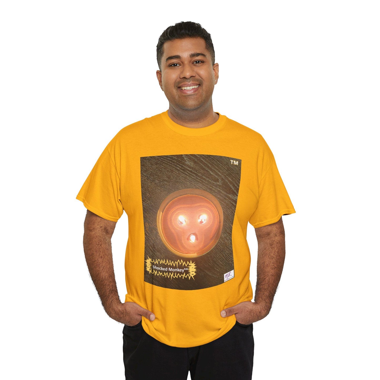 Unisex Heavy Cotton Tee: Shocked Monkey(tm) - Seven Colors