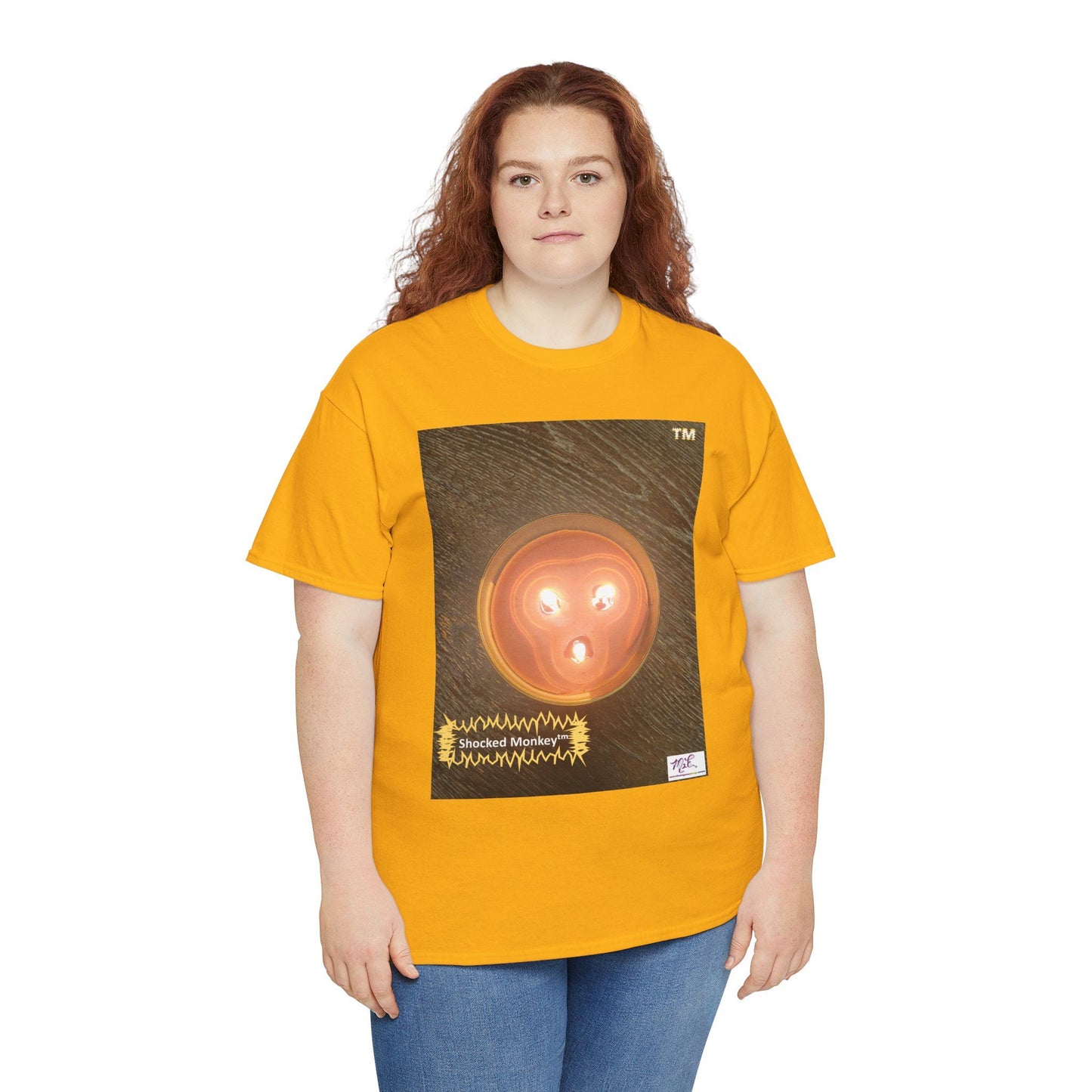 Unisex Heavy Cotton Tee: Shocked Monkey(tm) - Seven Colors