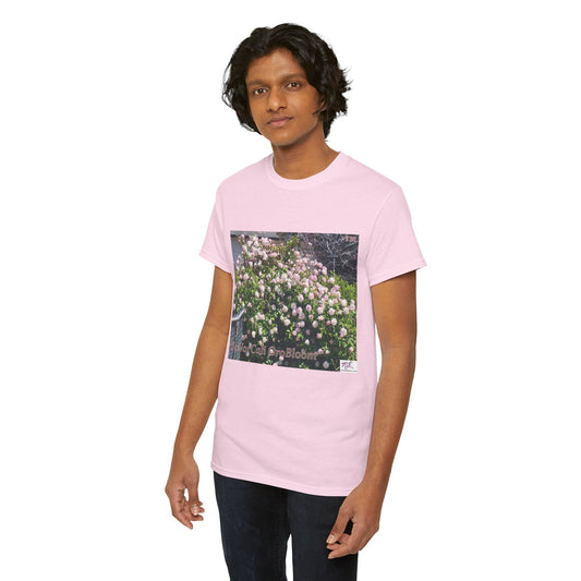 Unisex Heavy Cotton Tee:  "SoNorCali(tm)" - "OroBloom(tm)" - Blank Sleeves