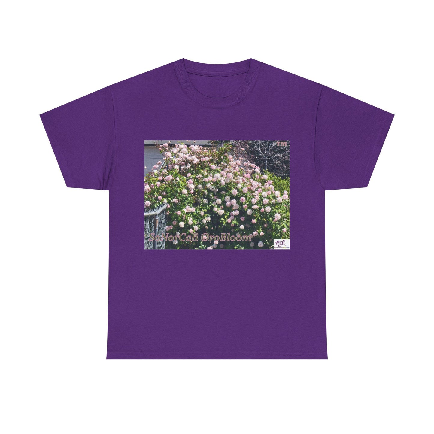 Unisex Heavy Cotton Tee:  "SoNorCali(tm)" - "OroBloom(tm)" - Blank Sleeves