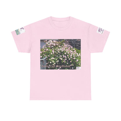 Unisex Heavy Cotton Tee:  "SoNorCali(tm)" - "OroBloom(tm)" - Sleeve Logos