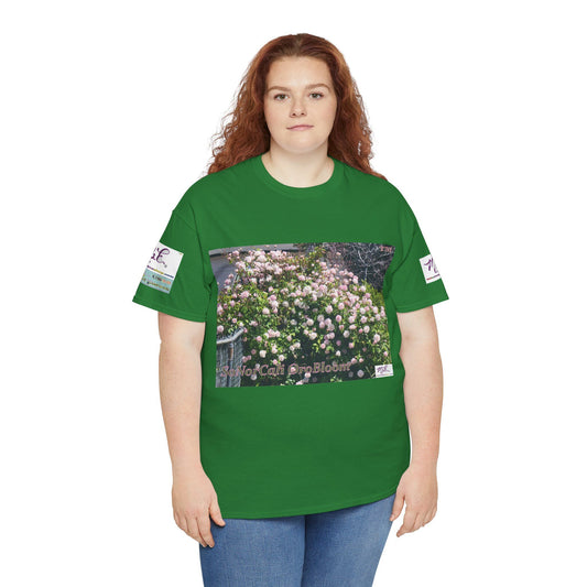 Unisex Heavy Cotton Tee:  "SoNorCali(tm)" - "OroBloom(tm)" - Sleeve Logos