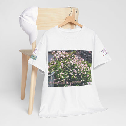 Unisex Heavy Cotton Tee:  "SoNorCali(tm)" - "OroBloom(tm)" - Sleeve Logos