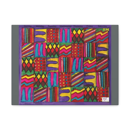 Canvas Gallery Wraps: "Psychedelic Calendar(tm)" - Vibrant - MiE Designs Shop. 7 different patterns alternate daily in a calendar. Gray sides. 16x12