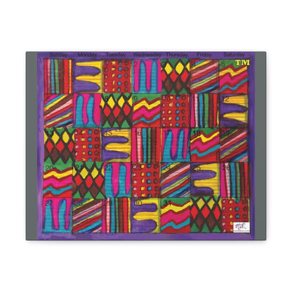 Canvas Gallery Wraps: "Psychedelic Calendar(tm)" - Vibrant - MiE Designs Shop. 7 different patterns alternate daily in a calendar. Gray sides. 24x20