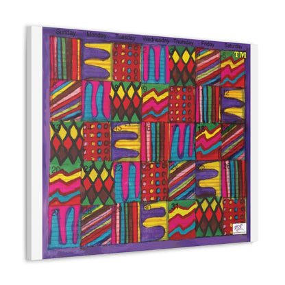 Canvas Gallery Wraps: "Psychedelic Calendar(tm)" - Vibrant - MiE Designs Shop. 7 different patterns alternate daily in a calendar. White sides.