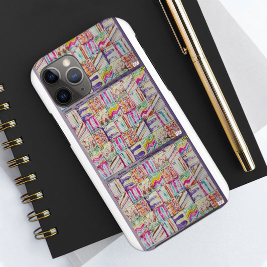 Case Mate Tough Phone Cases: "Psychedelic Calendar(tm)" - Spring - MiE Designs Shop. Stacked continuously, two full and one 2/3 print of colorful calendar "bleed throughs."