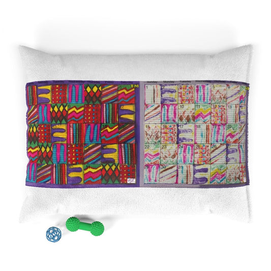 Pet Bed 40x30: Psychedelic Calendars(tm) - Dark Colors/Pastels - No Text - Doublesided - MiE Designs Shop. Your furry members of the family will appreciate having the perfect space on this pet bed that is designed to last, with both dark and pastel calendars with alternating mazes for days.