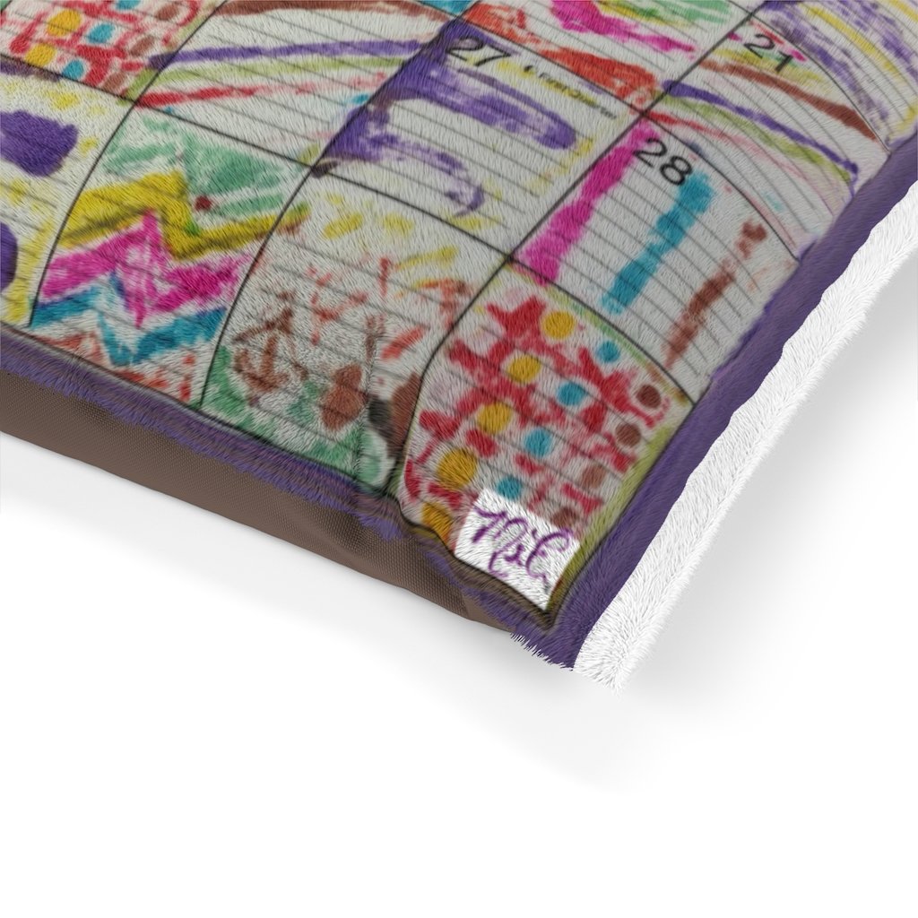 Pet Bed 40x30: Psychedelic Calendars(tm) - Pastels - No Text - Doublesided - MiE Designs Shop. Your furry members of the family will appreciate having the perfect space on this pet bed that is designed to last, with both dark and pastel calendars with alternating mazes for days.