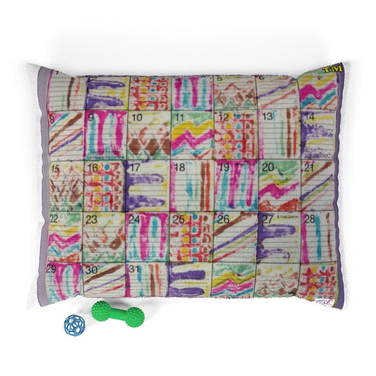 Pet Bed 40x30: Psychedelic Calendars(tm) - Pastels - No Text - Doublesided - MiE Designs Shop. Your furry members of the family will appreciate having the perfect space on this pet bed that is designed to last, with both dark and pastel calendars with alternating mazes for days.