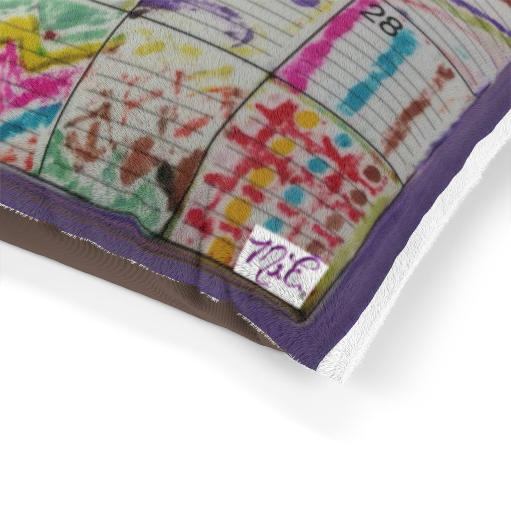 Pet Bed 50x40: Psychedelic Calendars(tm) - Pastels - No Text - Doublesided - MiE Designs Shop. Your furry members of the family will appreciate having the perfect space on this pet bed that is designed to last, with both dark and pastel calendars with alternating mazes for days.