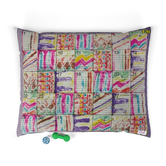 Pet Bed 50x40: Psychedelic Calendars(tm) - Pastels - No Text - Doublesided - MiE Designs Shop. Your furry members of the family will appreciate having the perfect space on this pet bed that is designed to last, with both dark and pastel calendars with alternating mazes for days.
