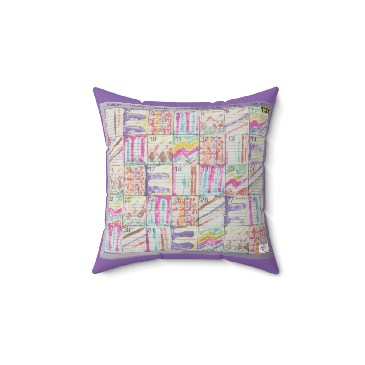 Spun Polyester Square Pillow Case:  "Psychedelic Calendar(tm)" - Seeped - No Text