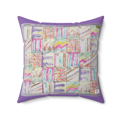 Spun Polyester Square Pillow Case:  "Psychedelic Calendar(tm)" - Seeped - No Text