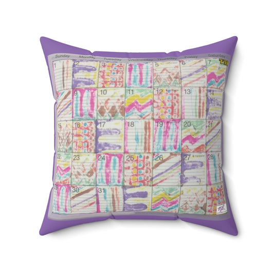 Spun Polyester Square Pillow Case:  "Psychedelic Calendar(tm)" - Seeped - No Text
