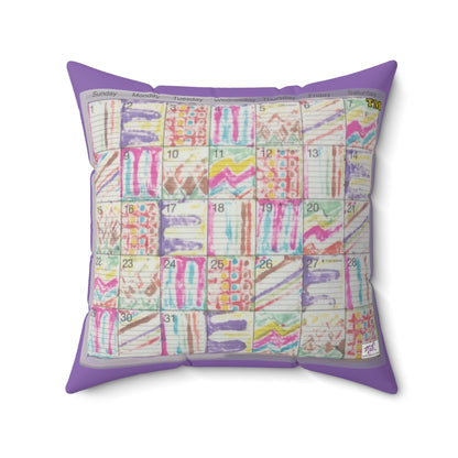 Spun Polyester Square Pillow Case:  "Psychedelic Calendar(tm)" - Seeped - No Text