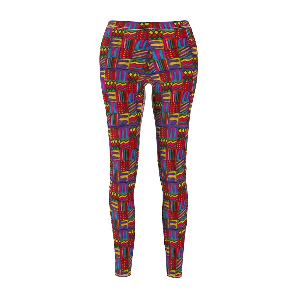 Women's Cut & Sew Casual Leggings: Psychedelic Calendar(tm) - Front Dark Colors - Back Pastels - MiE Designs Shop. Side by side , the dark-colored and pastel versions of the calendar contain alternating mazes inside the days, five prints adjoining to create bands that are dark in the front, pastel in the back.