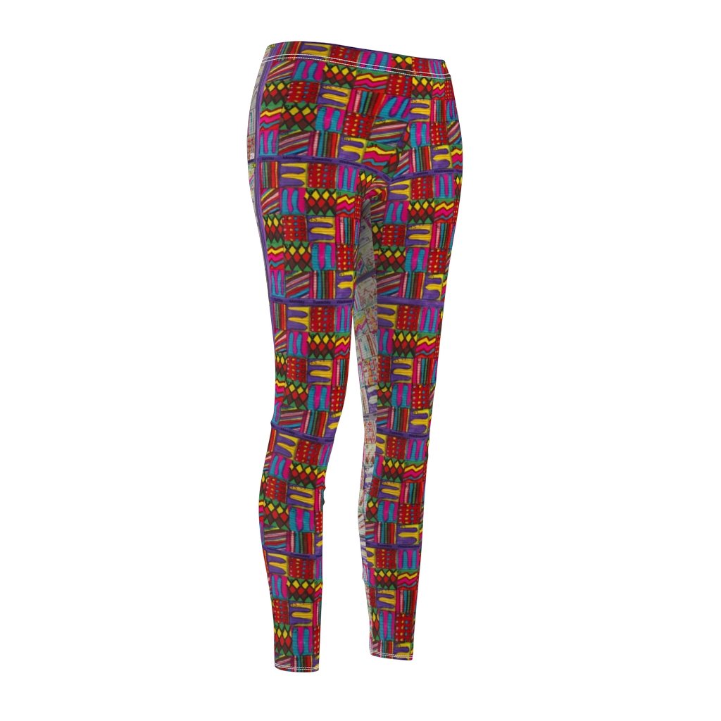 Women's Cut & Sew Casual Leggings: Psychedelic Calendar(tm) - Front Dark Colors - Back Pastels - MiE Designs Shop. Side by side , the dark-colored and pastel versions of the calendar contain alternating mazes inside the days, five prints adjoining to create bands that are dark in the front, pastel in the back.