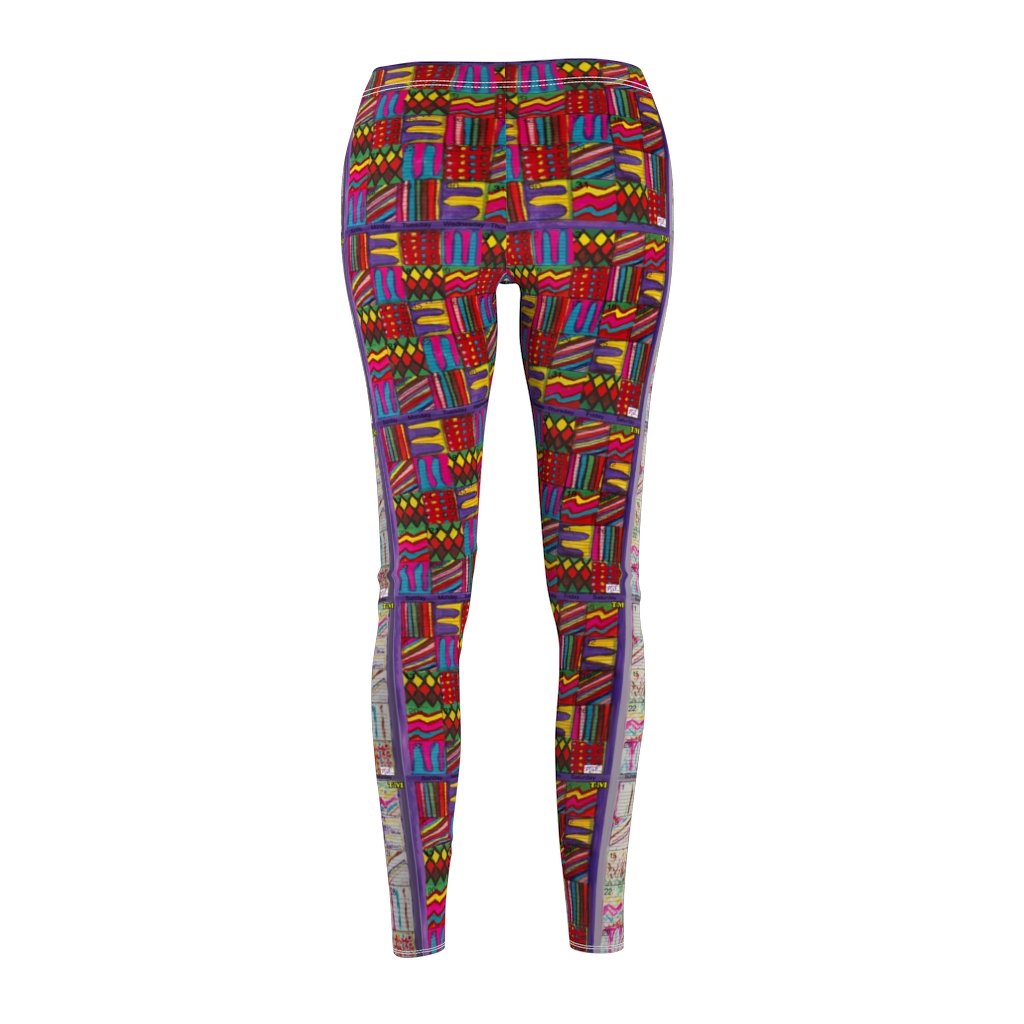 Women's Cut & Sew Casual Leggings: Psychedelic Calendar(tm) - Front Pastels - Back Dark Colors - MiE Designs Shop. Side by side , the pastel and dark-colored versions of the calendar contain alternating mazes inside the days, five prints adjoining to create bands that are pastel in the front, dark in the back.