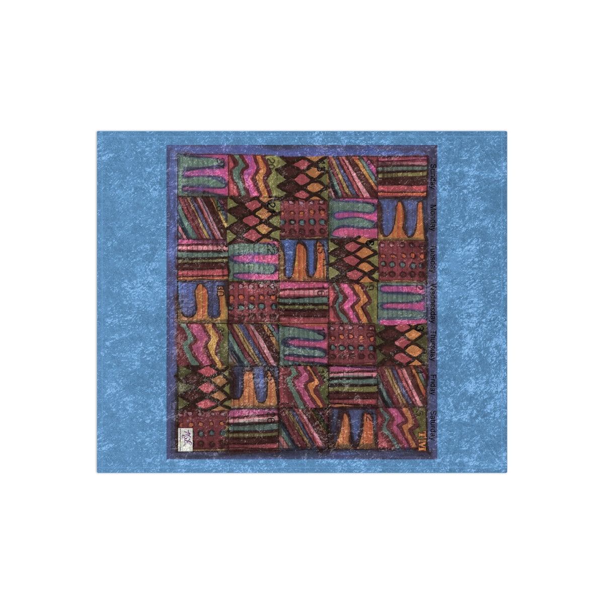 Crushed Velvet Blanket: "Psychedelic Calendar(tm)" - No Text - Muted