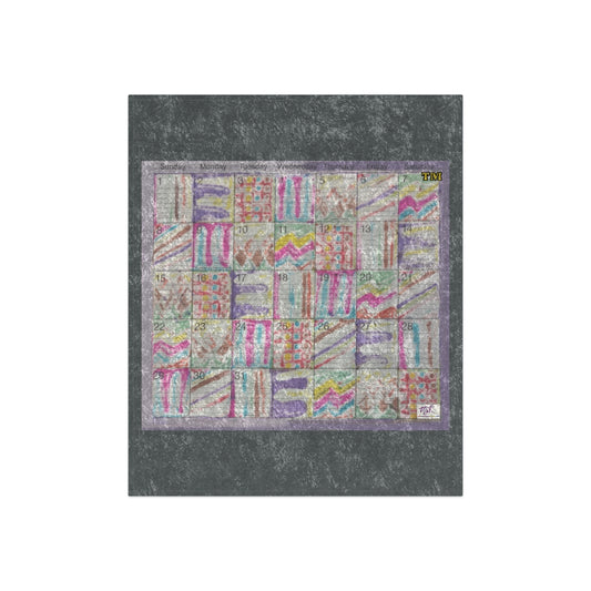 Crushed Velvet Blanket: "Psychedelic Calendar(tm)" - No Text - Seeped